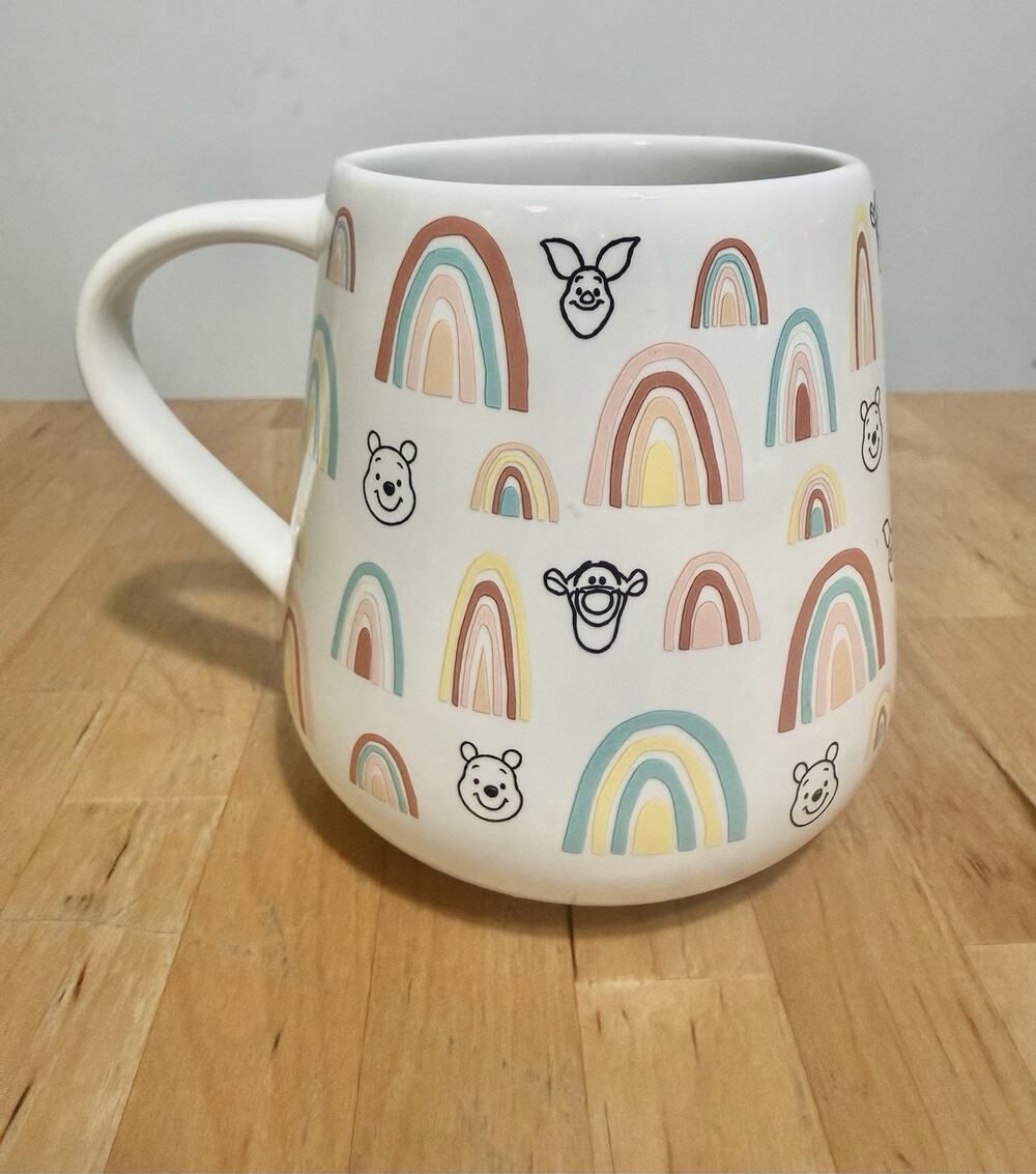 Disney Parks Winnie the Pooh and Pals Rainbow Large Coffee Mug Cup New